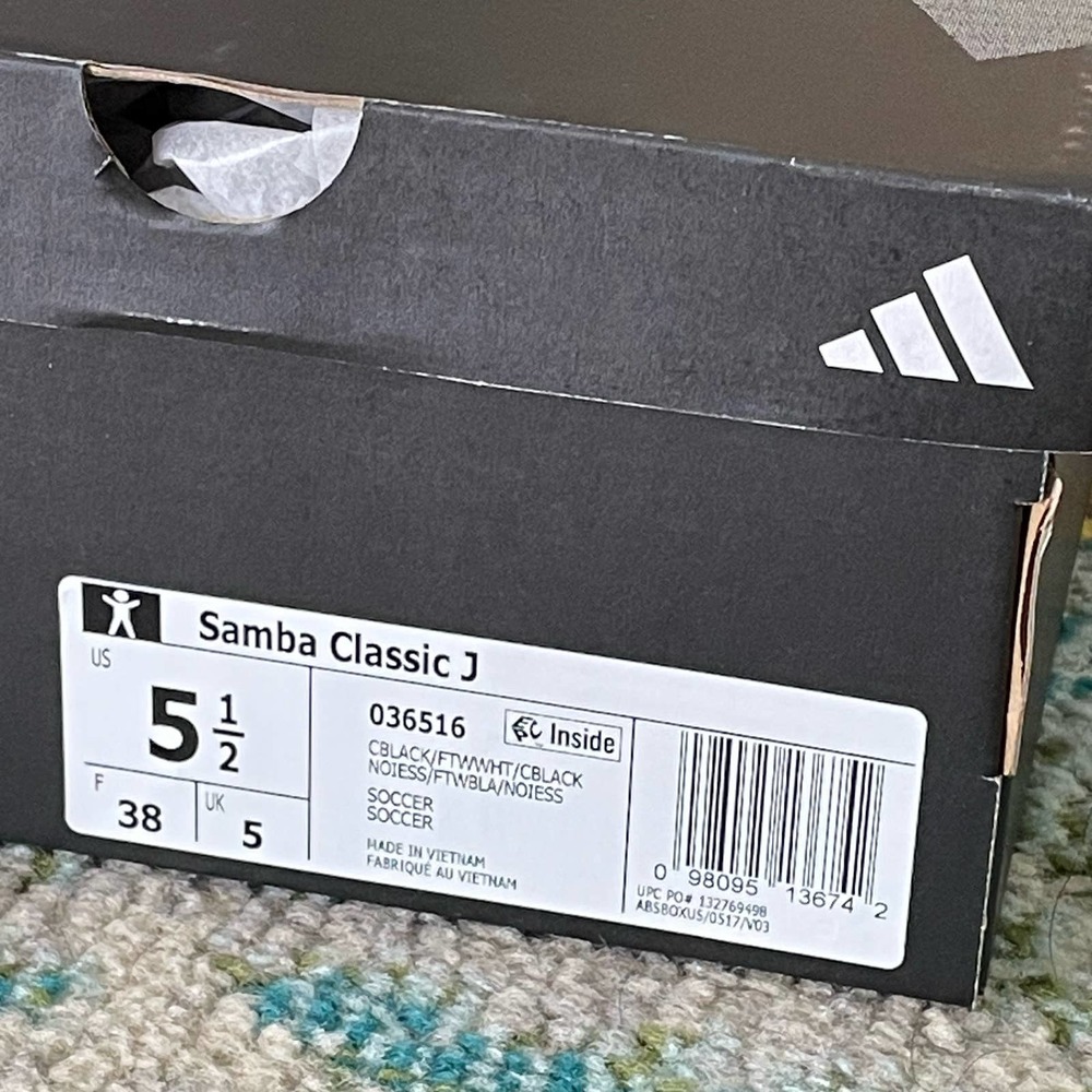 Adidas Samba Classic Leather Sneakers Black White Light Brown WOMEN'S 6.5 - Picture 9 of 11